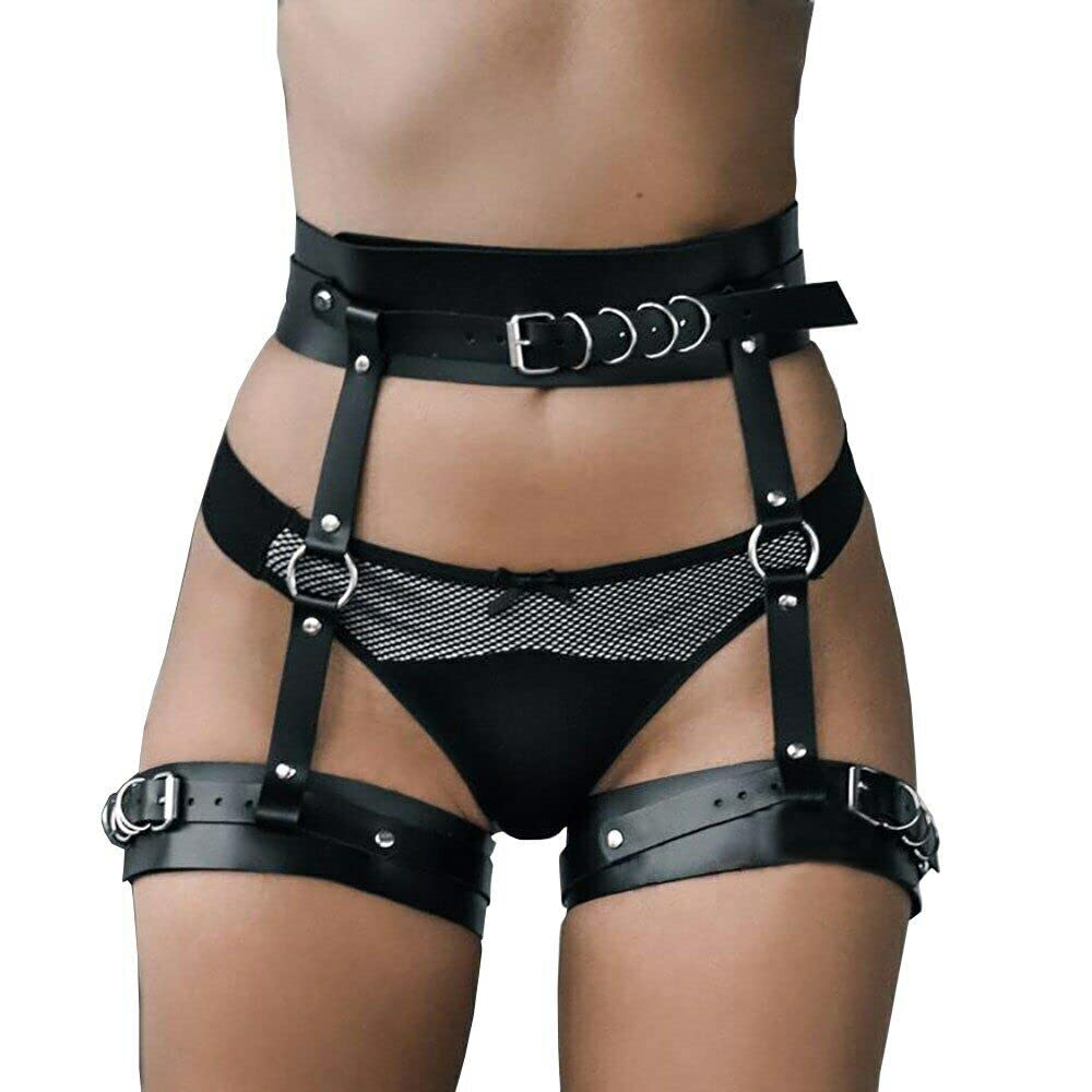 MEBCHAR Punk Leather Body Chain Adjustable Waist Chain Belt Belly Chains Body Accessories for Women and Girls
