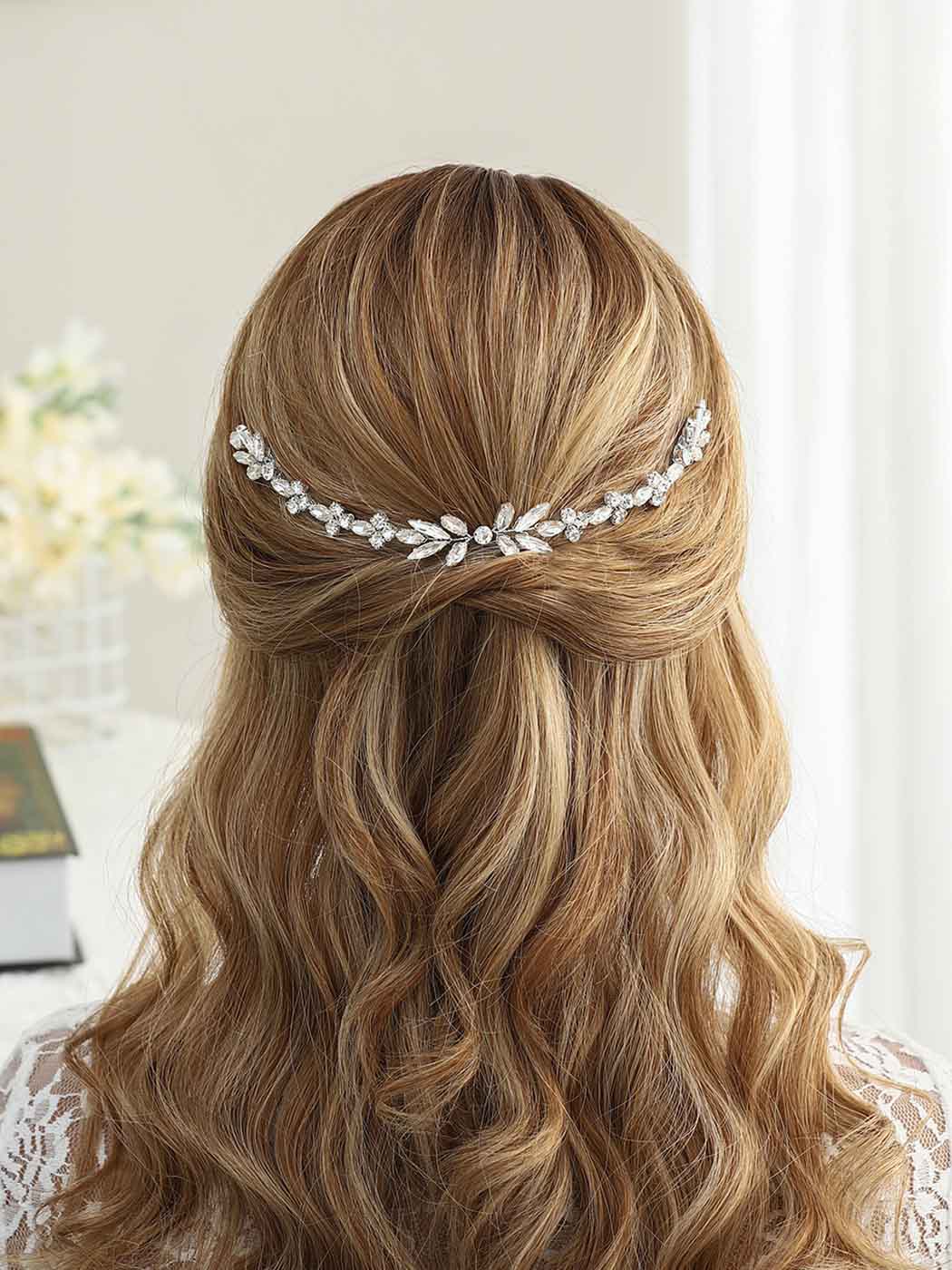 Unicra Wedding Crystal Hair Combs Bridal Headpieces Wedding Hair Accessories for Brides (Silver)