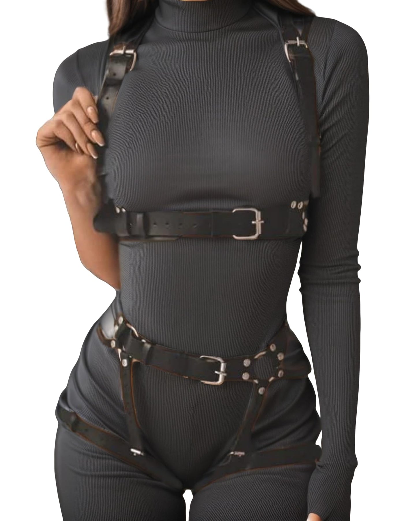 MEBCHAR Punk Leather Body Chain Adjustable Waist Chain Belt Belly Chains Body Accessories for Women and Girls