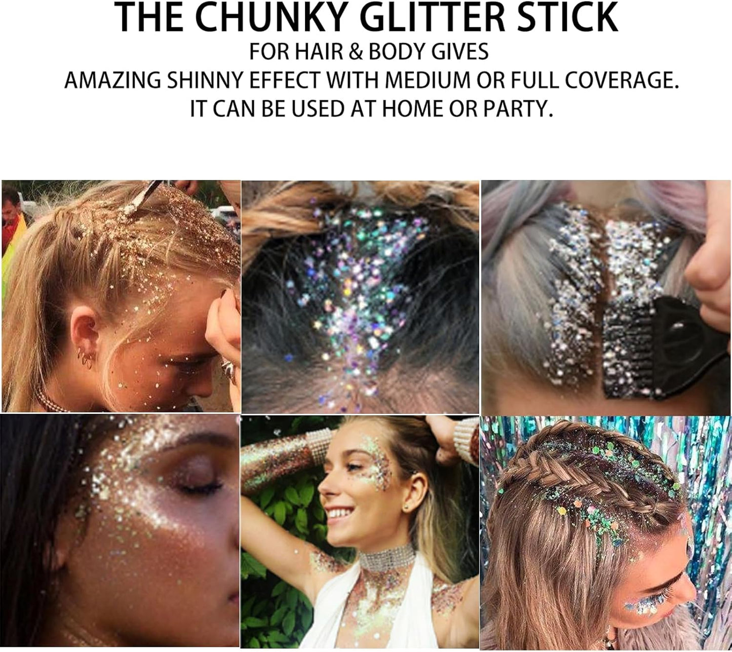 MEICOLY Gold Face Body Glitter Stick,Music Festival Accessories Outfits for Women,Hair Glitter Makeup,Mermaid Chunky Glitter Face Paint,Waterproof Sparkle Face Glitter for Country Concert
