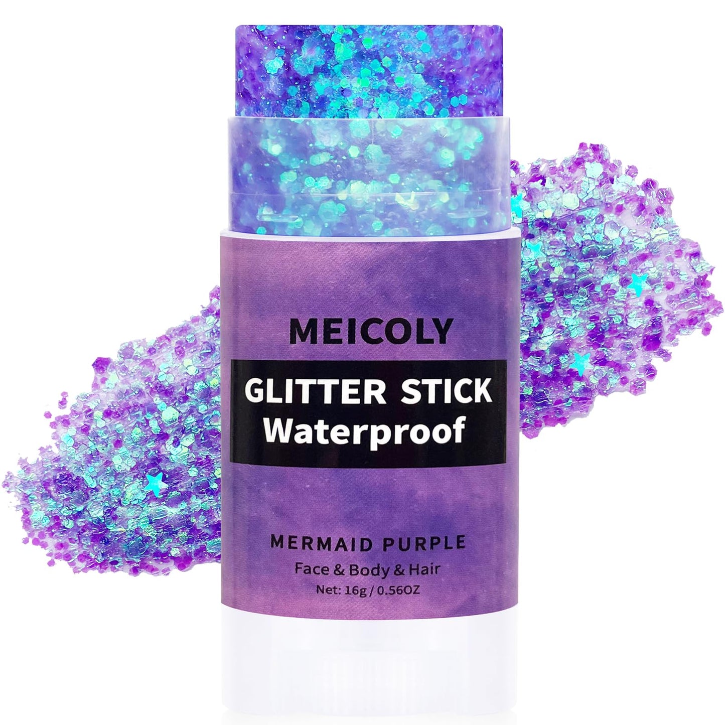 MEICOLY Gold Face Body Glitter Stick,Music Festival Accessories Outfits for Women,Hair Glitter Makeup,Mermaid Chunky Glitter Face Paint,Waterproof Sparkle Face Glitter for Country Concert