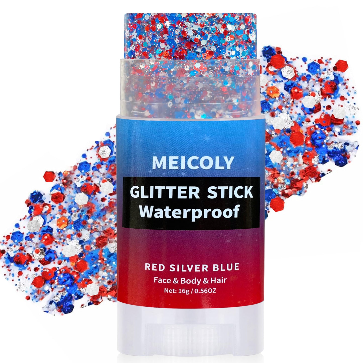 MEICOLY Gold Face Body Glitter Stick,Music Festival Accessories Outfits for Women,Hair Glitter Makeup,Mermaid Chunky Glitter Face Paint,Waterproof Sparkle Face Glitter for Country Concert