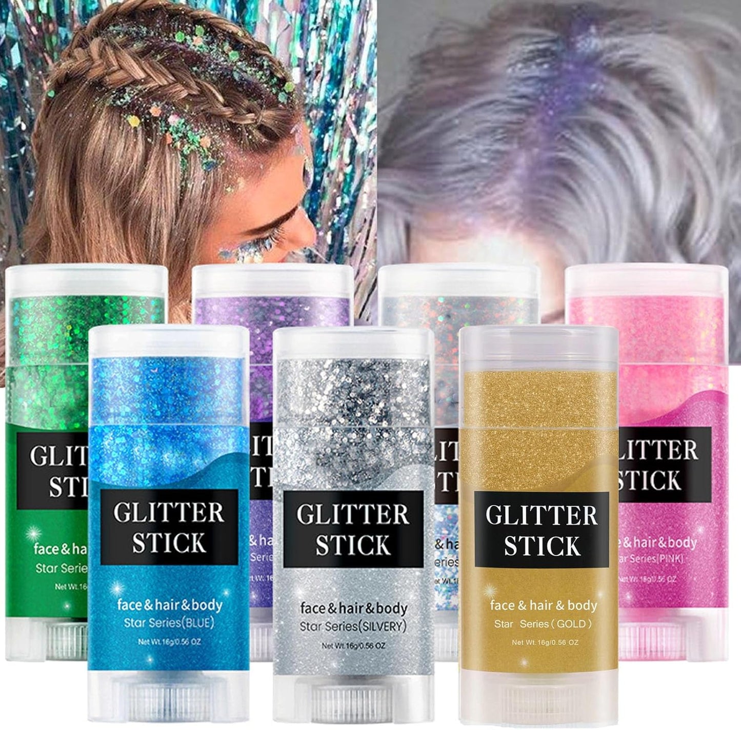 MEICOLY Gold Face Body Glitter Stick,Music Festival Accessories Outfits for Women,Hair Glitter Makeup,Mermaid Chunky Glitter Face Paint,Waterproof Sparkle Face Glitter for Country Concert