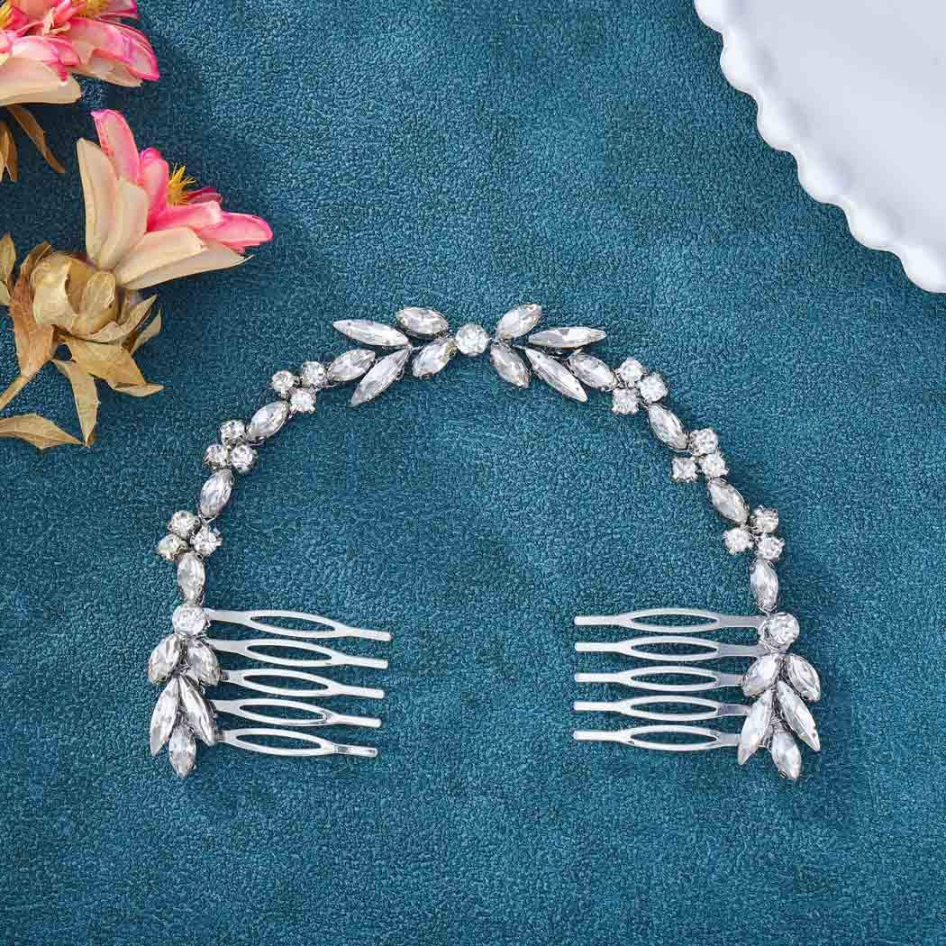Unicra Wedding Crystal Hair Combs Bridal Headpieces Wedding Hair Accessories for Brides (Silver)